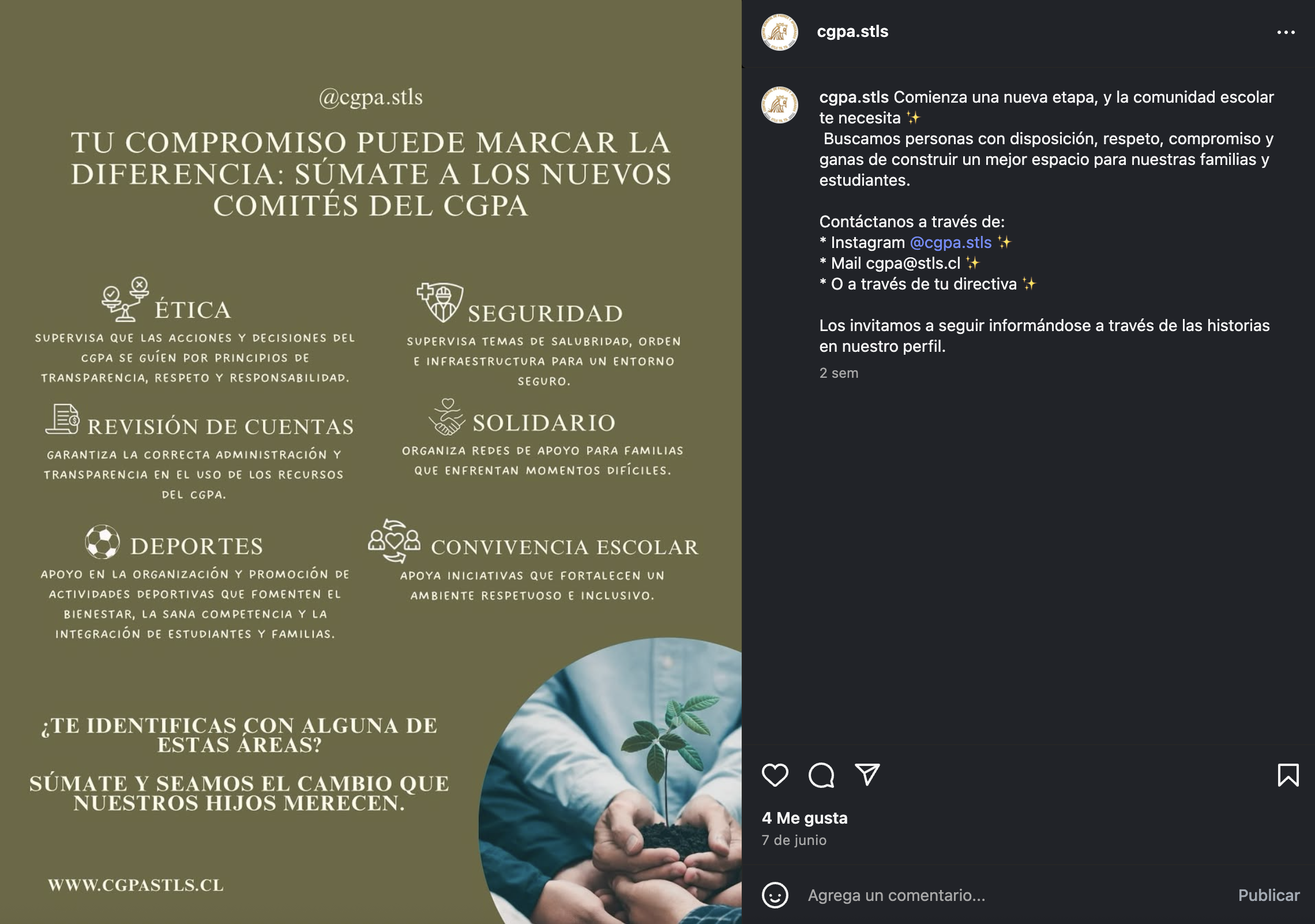Captura de pantalla Instagram CGPA